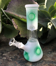 8" Glass Beaker Bong, Dome Perc & Ice Catchers, Slide in stem with Bowl Attached - Jellyfish