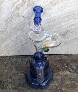 Best 8" Glass Water Recycler/Rig/ Pipe & 14mm Male Bowl - Gold, White, Forest Spheres