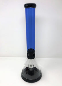 17" Thick & Heavy Glass Beaker Bong, in Black & Blue, w/Ice Catchers & Black Diamond Shaped Bowl