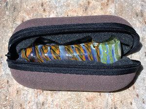Thick Glass 3.5" Handmade Fumed Glass Spoon Hand Pipe Zipper Padded Case