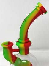 Unique Silicone and Glass 8" Water Rig Shower Perc 14mm Herb Bowl