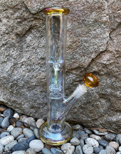 12" Straight Thick Shimmering Glass Bong, Glow-in-the-Dark Design - Beautiful Baby