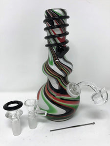 7.5" Best Soft Glass Water Bong Swirl Colors/Design Vary Quartz Bucket 2 Bowls - Volo Smoke and Vape