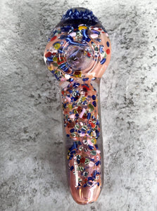 4.5" Thick Glass Implosion, Spoon Hand Pipe - Confetti Splatter