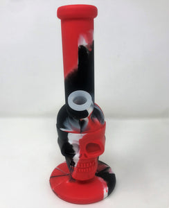Unbreakable 8" Detachable Silicone Skull Water Bong 2- 14mm Male Slide Bowls