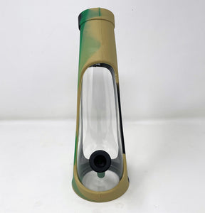 Classic 9" Silicone & Glass Horn Water Bong includes 14mm Male Glass Bowl - Camo