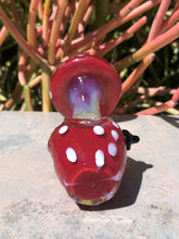 Collectible 4.5" Fumed Glass Handmade Mushroom Hand Pipe - Red on Red