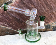 Awesome! Thick Heavy Glass 5 Shower Percolators 9" Rig 2 - 18mm Bowl - Green Green