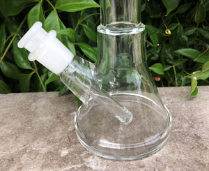 8" Thick, Straight Glass Beaker Bong w/2 - 14mm Slide Bowls - All Clear