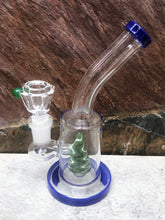 6" Thick Glass Water Rig Colored Shower Perc. 14mm Male Glass Bowl - Pacific Blue