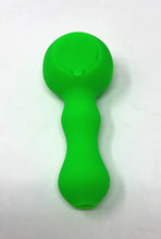 Thick Silicone 4" Spoon Hand Pipe with Glass Bowl Compartment in Back