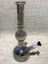 11" Double Globe Bong in Transparent Smoke Glass w/14mm Male Slide Bowl - Grey Haze