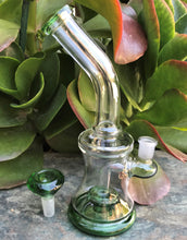 9" Bent Neck Thick Glass Rig with Shower Perc 14mm Male Green Diamond Bowl - Green Says Go