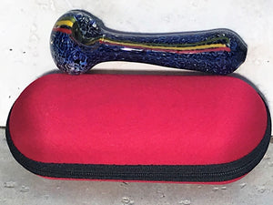 New! 4.5" Handmade Spoon Pipe w/Rasta Stripe + Zipper Padded Hard Case - RastaRed