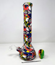 Silicone Detachable Best 13.5" Beaker Bong Marti Gras Skull Design