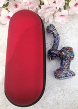 Best 6" Bubbler Water Pipe w/Cherry Red, Zipper Padded Hard Case - Splatter Glass Pattern - Last One Left!