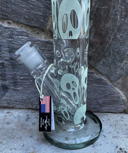 Best Thick Heavy 15.5" Straight Bong W/Glow in the Dark Skulls 2 - Bowls
