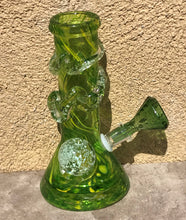 8" Thick & Heavy Soft Glass, Glow-in-the-Dark, Bong w/14mm Thick Glass Bowl - Green Apple Candy