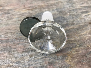 Thick Clear Glass 14mm Male Herb Slide Bowl with Black Disc Handle