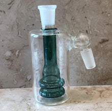 90 Degree 14mm Male Thick Glass Ash Catcher, Double Shower Perc
