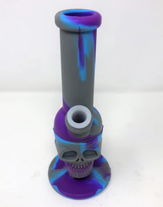 Silicone Detachable Unbreakable 8" Skull Bong 14mm Thick Glass Bowl