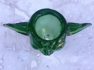 Thick Glass 18mm Male Yoda Head Herb Bowl - Green