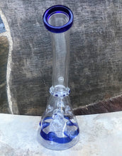 Unique 9.5" Thick Glass Beaker Rig Ice Catcher's Shower Perc Diamond Blue Bowl - Blue to you