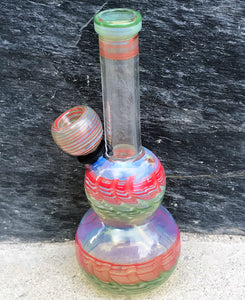 Best Mini 6" Fumed Glass, Multi Colors, Water Bong with Slide in Stem Attached Bowl