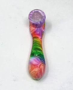 Beautiful Multi Color Swirl Silicone 5.5" Sherlock Hand Pipe Bowl