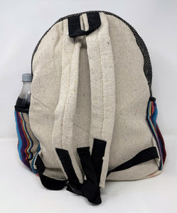 Great for on the Go! Pure Hemp Stripe Handmade Hemp Backpack (THC Free) with Laptop Sleeve