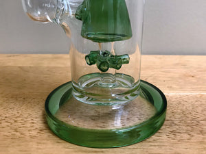 16" Double Zong, Thick Glass Water Rig with Quartz Banger, Slide Bowl, Pop Top Container & Xtras - Mean Green Zong