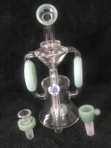 Collectible 9.5" Thick Glass Shower Perc Recycler Rig 2-14mm Thick Slide Bowls - Daiquiri Ice