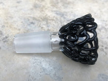 14mm Male Thick Glass Slide Bowl - Black Lattice Flower