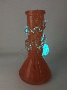 8" Thick & Heavy Soft Glass Bong is Glow-in-the-Dark w/14mm Fumed Glass Bowl - Orange Krush