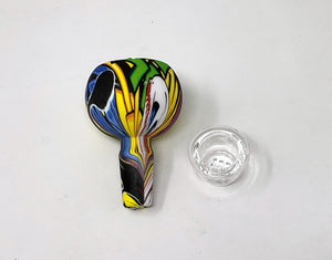 Think Detachable Silicone Graphic Design & Glass Bong Dome Shower Perc