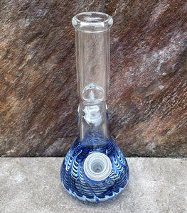 8" Beaker Zong Bong with Decorative Design & Matching 14mm Male Bowl - Ride the Wave