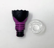 6.5" Mini Silicone Detachable Bong in Purple n' Black w/Silicone bowl &14mm/18mm Dual Use Bowl