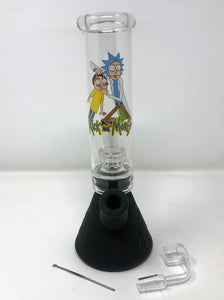 10" Silicone Detachable Beaker Bong Dome/Shower Perc w/Banger - Rick & Mort Design