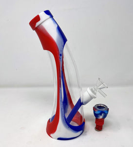 Silicone & Glass 9" Horn Water Best Bong 2 - Bowls