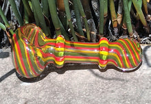 4" Yellow, Red & Green Rasta Spoon/Hand Pipe w/Padded Zip Pouch in Jet Black