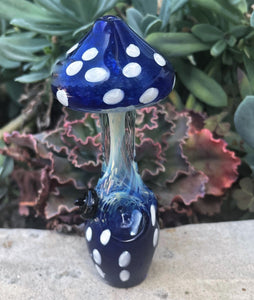 Thick Glass 8" Rig Shower Perc Mushroom Design 2-18mm Bowls + Mushroom Hand Pipe