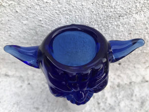 Thick Glass 18mm Male Yoda Head Herb Bowl - Blue
