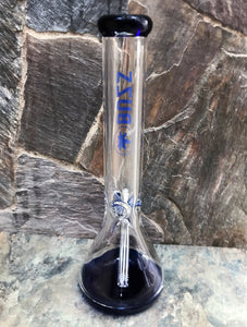 15" Heavy 9mm Thick Glass Beaker Bong w/Ice Catchers & Blue Diamond Shaped Bowl - Buzzin' Around