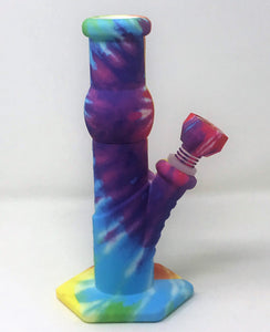 9" Tie Dye Rainbow Thick Silicone Detachable & Unbreakable Bong includes 14mm/18mm Dual Use Bowl