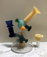 Collectible 6.5" Glass Beaker Rig with Shower Perc in Architectural Design & 2 - 14mm Slide Bowls
