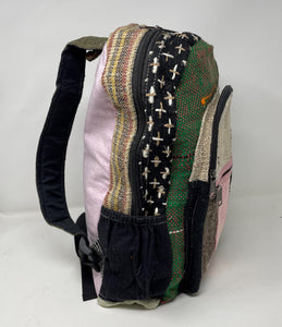 Pure Hemp Multi Pocket BackPack - Green & Pink