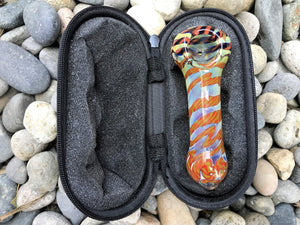 3.5' Thick Fumed Glass Best Spoon Handmade Hand Pipe includes Zipper Padded Case