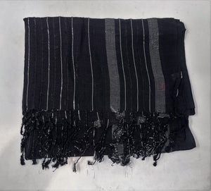 Black with Silver Stripes Thin & Lightweight Fashion Scarves