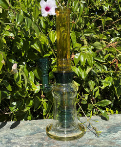 12" Straight Thick Glass Best Rig Shower Perc 14mm Funnel Bowl