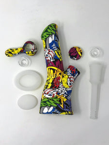 Silicone Detachable Unbreakable 8.5" Bong w/Glass Screen Bowl 3" Silicone Pipe